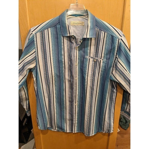 TOMMY BAHAMA Men's Button Down Shirt Large LONG Sleeve Hawaiian‎ Cotton/Silk